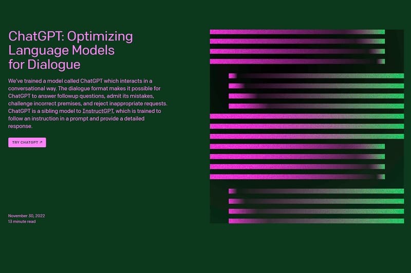 Tela de apresentação ChatGPT da OpenAI