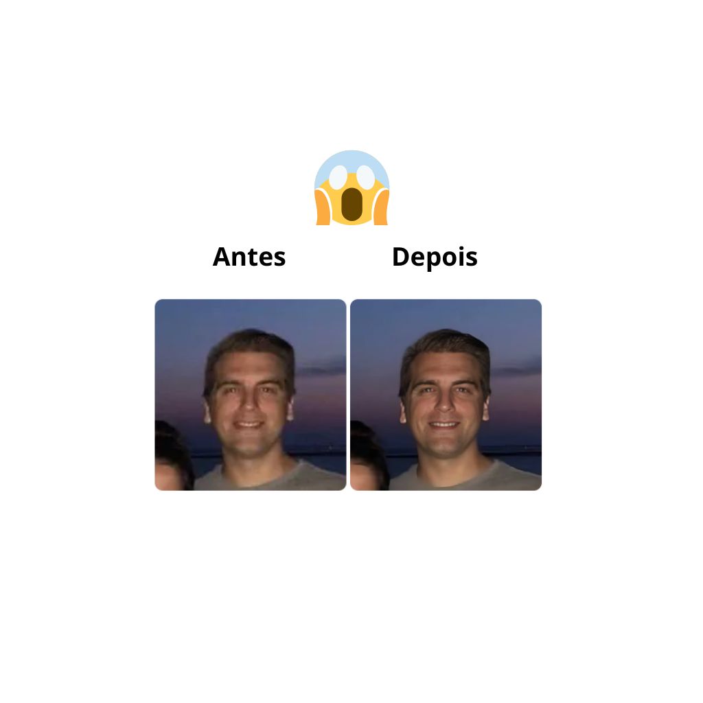 Comparação de duas imagens, antes e depois da restauração usando o serviço restorephotos.io, serviço que restaura fotos utilizando Inteligência artificial