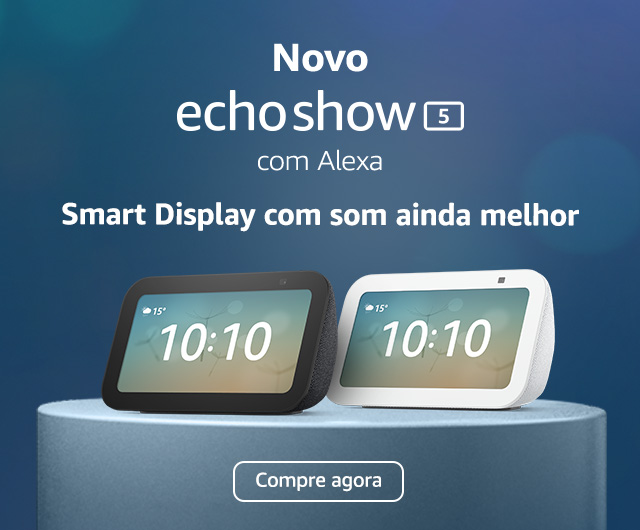 Banner de divulgação do novo Echo Show 5 com Amazon Alexa. Divulgação Amazon