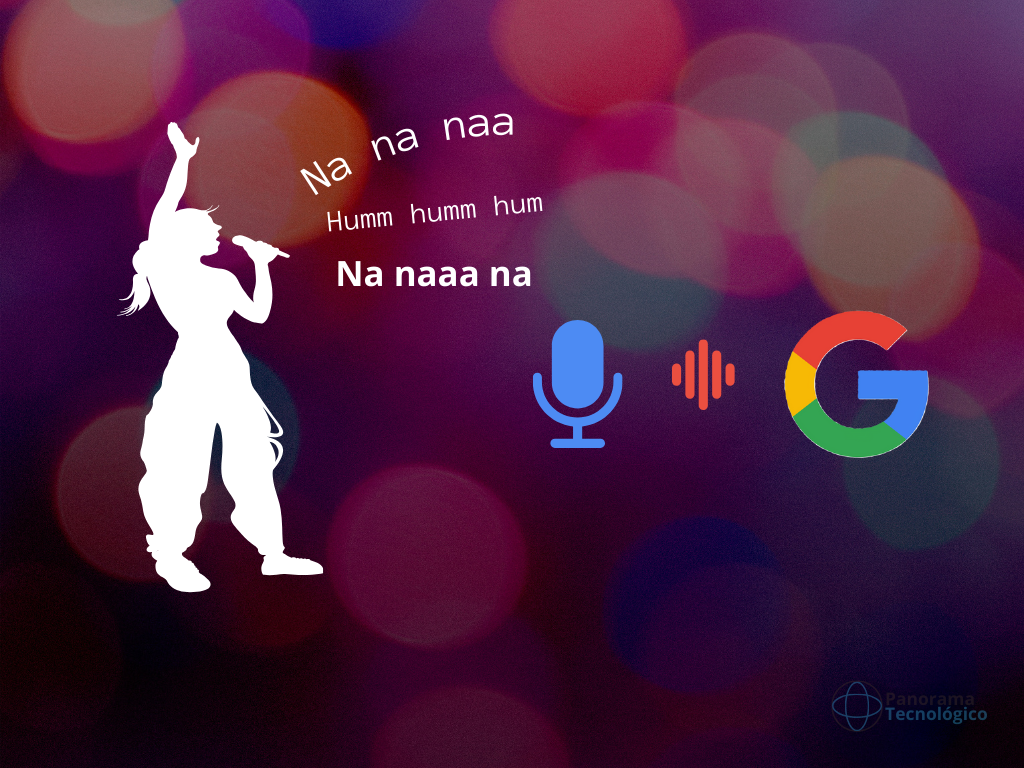 Imagem de uma sobra de uma mulher cantando, simulando o som sendo capturado pelo microfone para busca no Google.