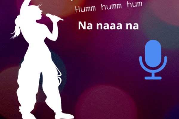 Imagem de uma sobra de uma mulher cantando, simulando o som sendo capturado pelo microfone para busca no Google.