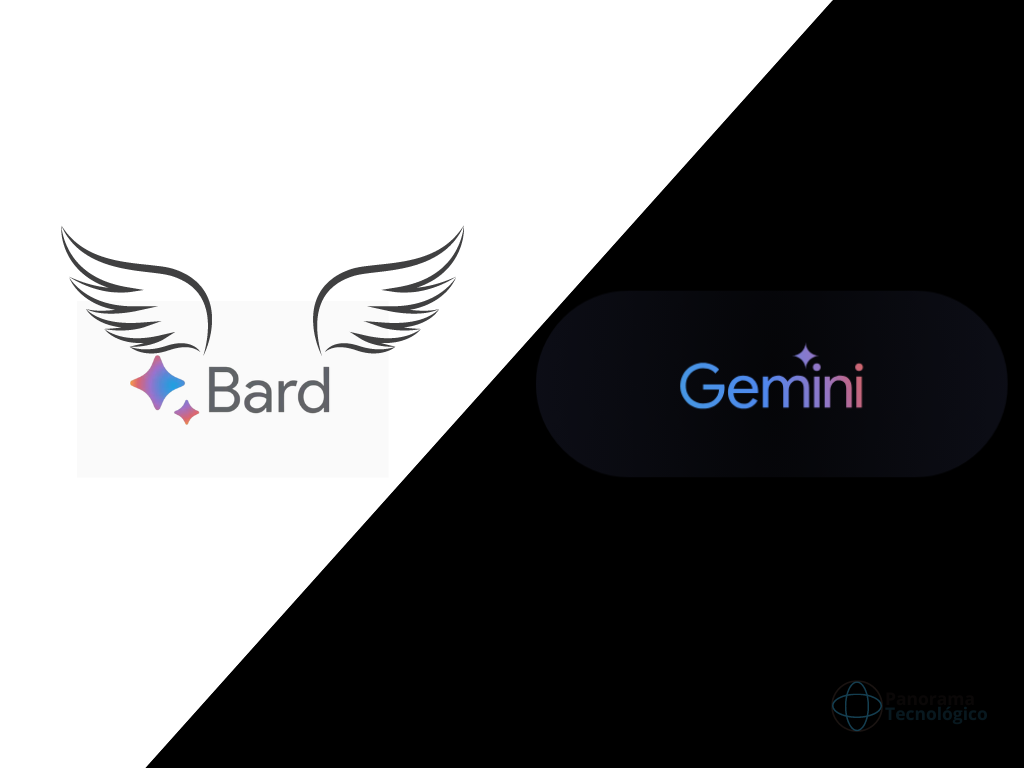 Ilustração Sai Bard entra Gemini. Imagem ilustração: Panorama Tecnológico