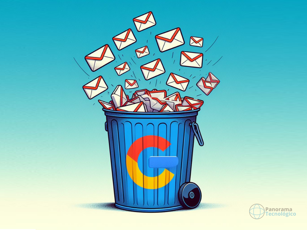 E-mails excluídos. Imagem: gerada por IA no Microsoft Copilot. Panorama Tecnológico