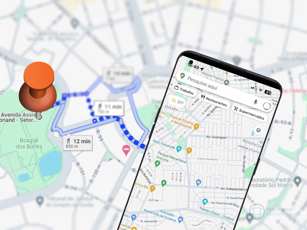 Ilustração trajeto Google Maps. Imagem: Reprodução