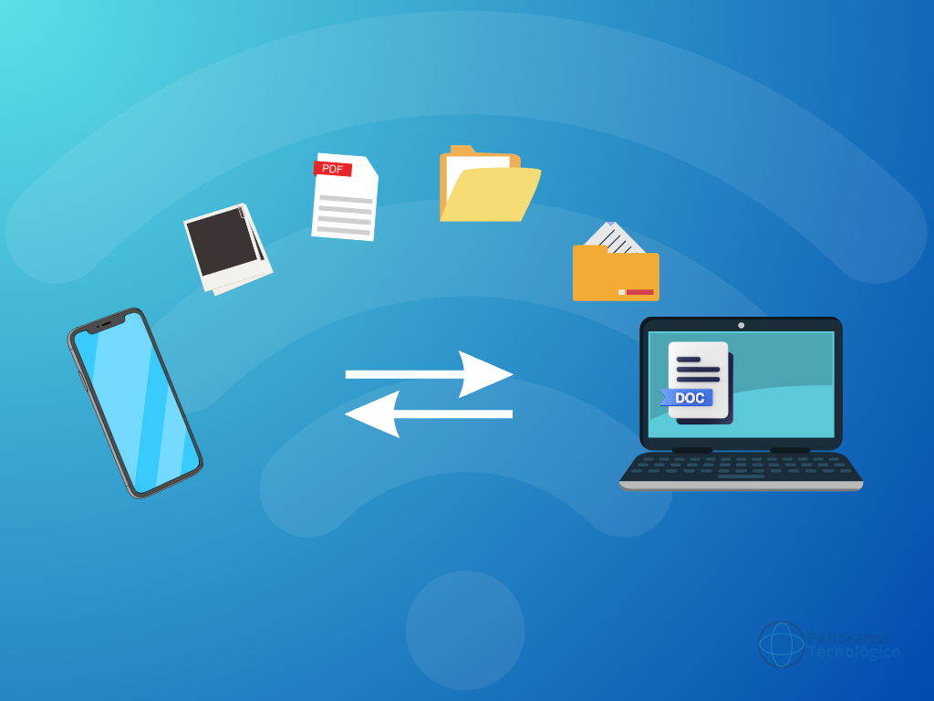 Copiar arquivos do smartphone para o PC. Imagem: ilustração Panorama Tecnológico