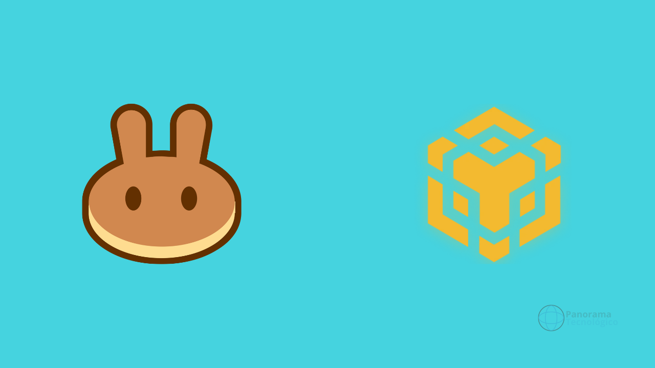 PancakeSwap e BNB Smart Chain. Imagem: ilustração Panorama Tecnológico.