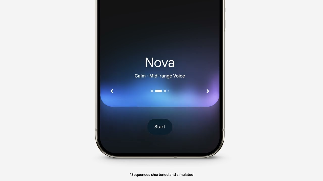 Smartphone mostrando tela do aplicativo Gemini com a função Gemini Live. Imagem: Google.