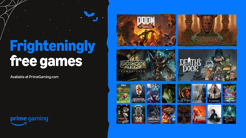 Banner divulgação de lista de jogos do Prime Gaming de outubro para assinantes do Amazon Prime. Imagem: divulgação Amazon.