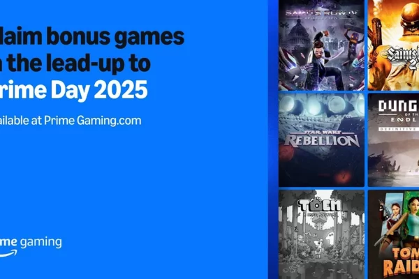 Lista de jogos do Prime Gaming de julho é divulgada Banner de divulgação dos jogos do Prime Gaming de julho de 2025. A imagem traz um fundo azul com um recorte lateral mostrando as capas de alguns títulos. Créditos: Prime Graming divulgação.