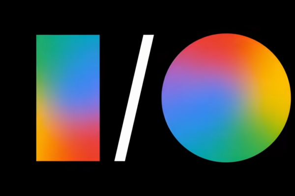 Logotipo do Google I/O exibido sobre fundo preto, com formas geométricas coloridas em degradê representando o evento anual da Google voltado para desenvolvedores e anúncios de novas tecnologias e recursos da empresa. Créditos: Google divulgação.