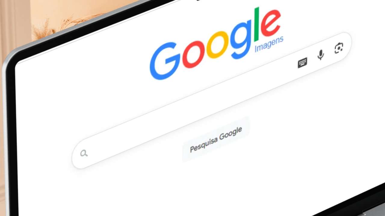 Tela de um computador exibindo a página inicial do Google Imagens, com o logotipo colorido do Google, campo de pesquisa e botão “Pesquisa Google”